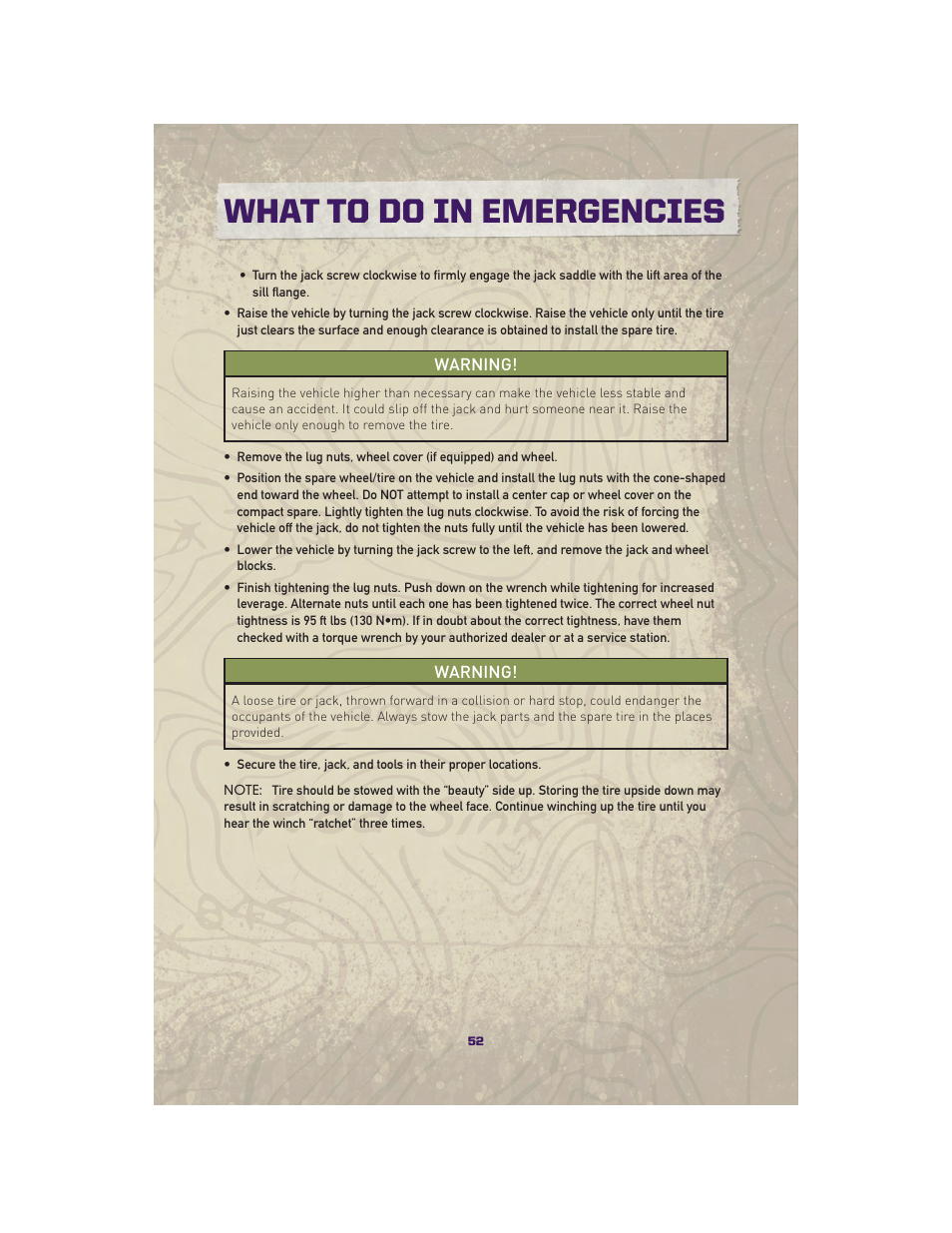 What to do in emergencies | Jeep 2010 Grand Cherokee SRT - User Guide User Manual | Page 54 / 84