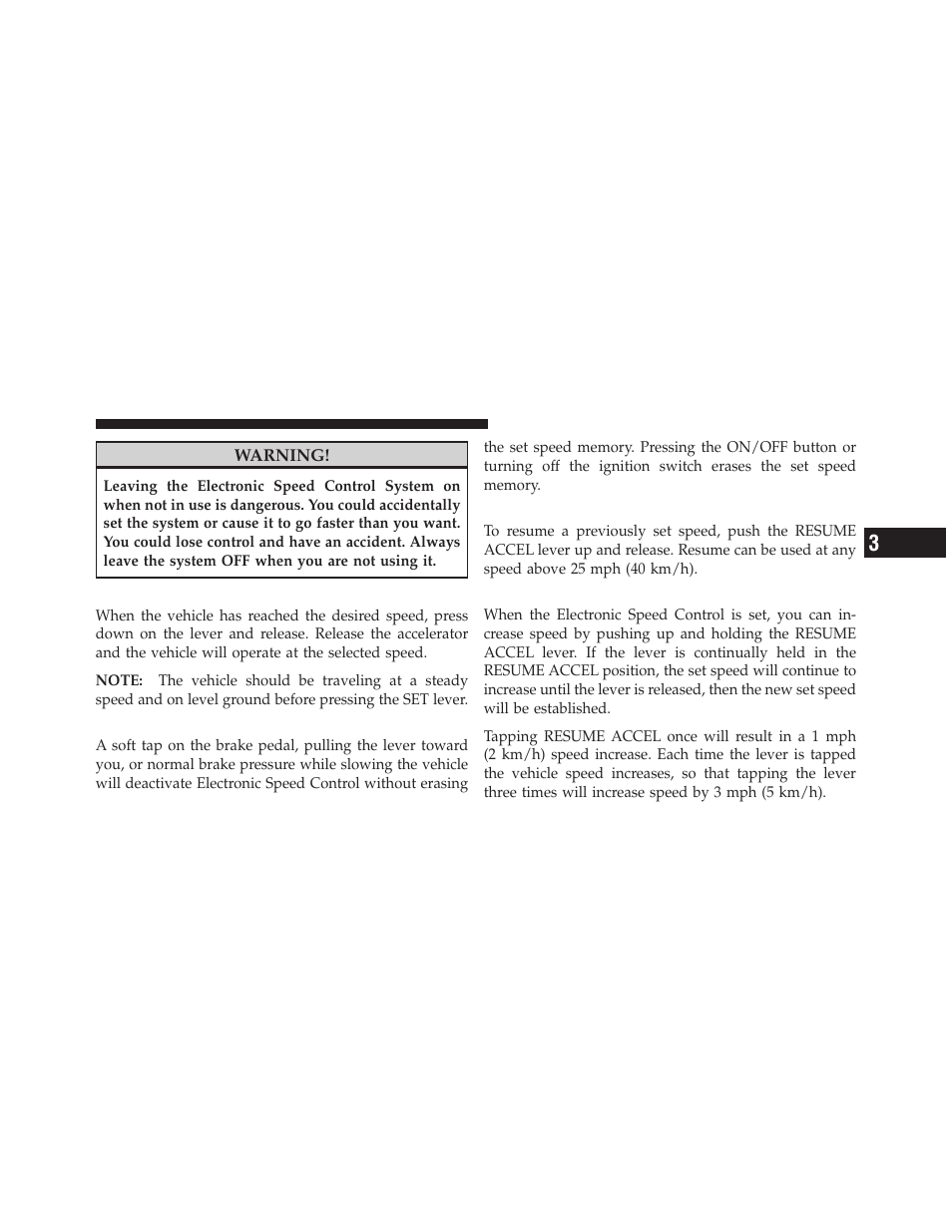 To set a desired speed, To deactivate, To resume speed | To vary the speed setting | Jeep 2010 Grand Cherokee SRT - Owner Manual User Manual | Page 118 / 407