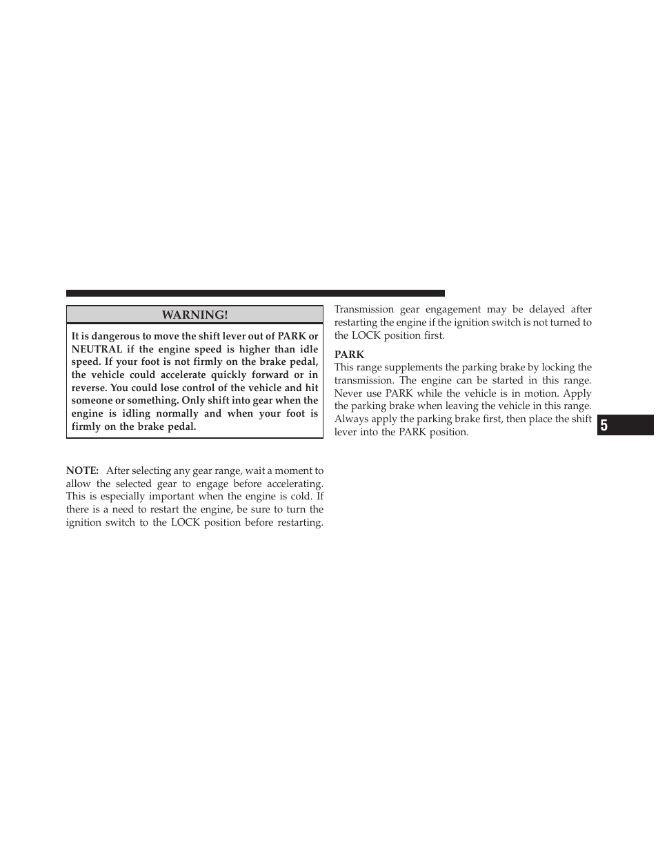 Gear ranges | Jeep 2010 Grand Cherokee SRT - Owner Manual User Manual | Page 244 / 407