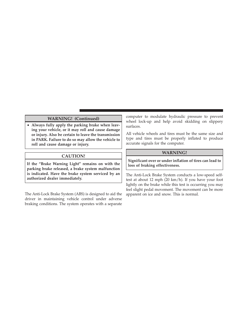 Anti-lock brake system | Jeep 2010 Grand Cherokee SRT - Owner Manual User Manual | Page 253 / 407