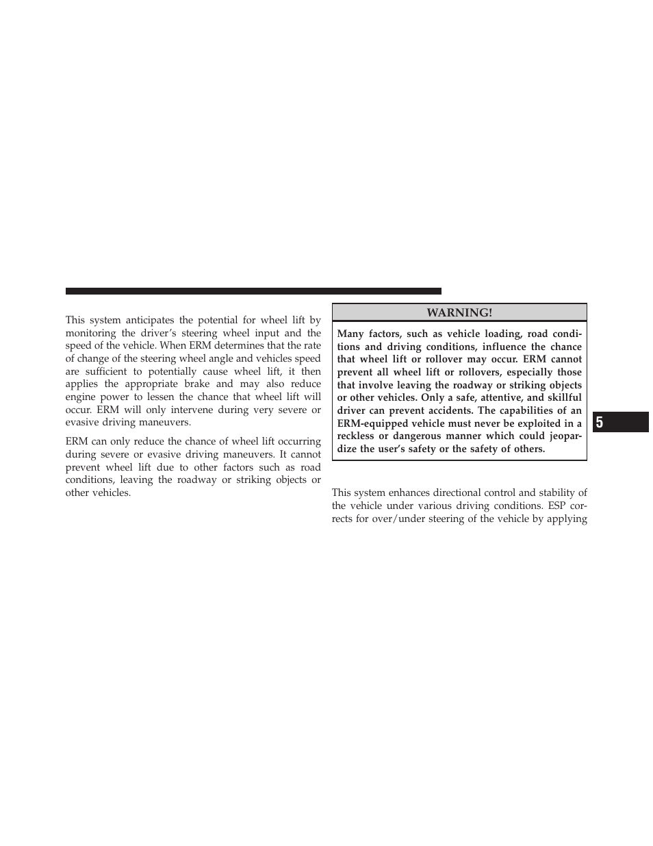 Electronic roll mitigation (erm), Electronic stability program (esp) | Jeep 2010 Grand Cherokee SRT - Owner Manual User Manual | Page 258 / 407