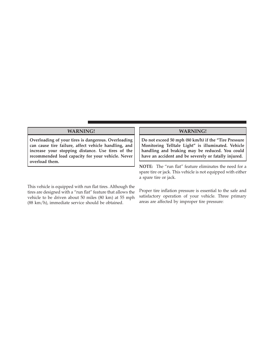 Tires — general information, Run flat tires, Tire pressure | Jeep 2010 Grand Cherokee SRT - Owner Manual User Manual | Page 273 / 407