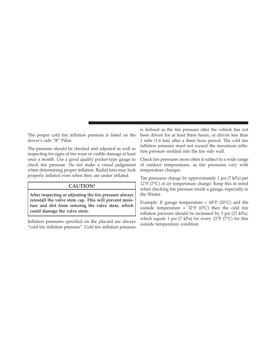 Tire inflation pressures | Jeep 2010 Grand Cherokee SRT - Owner Manual User Manual | Page 275 / 407