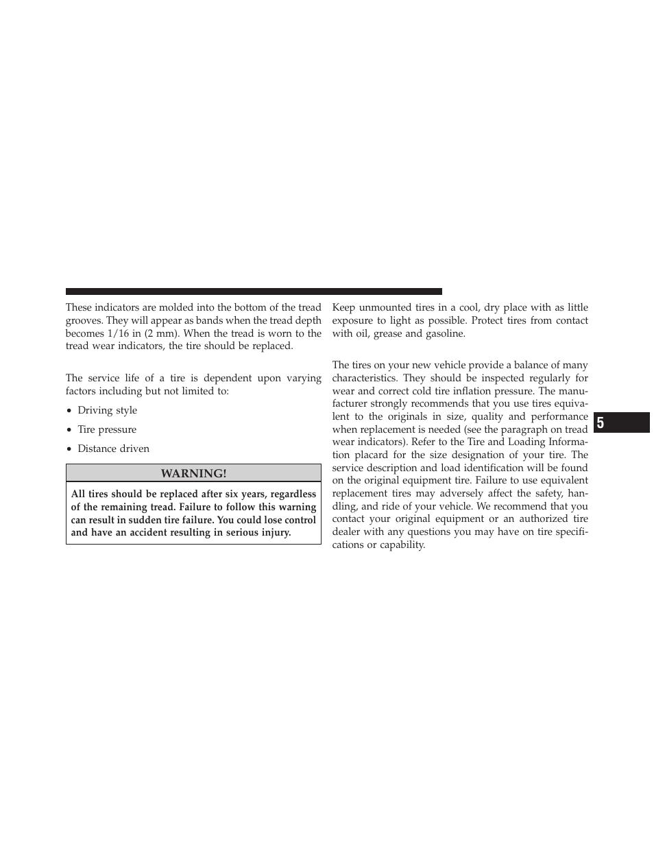 Life of tire, Replacement tires | Jeep 2010 Grand Cherokee SRT - Owner Manual User Manual | Page 278 / 407