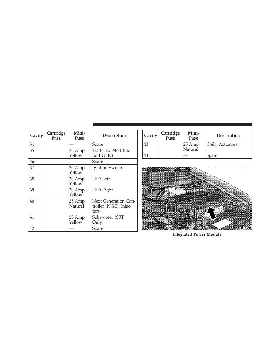 Underhood fuses (integrated power module), Underhood fuses, Integrated power module) | Jeep 2010 Grand Cherokee SRT - Owner Manual User Manual | Page 347 / 407