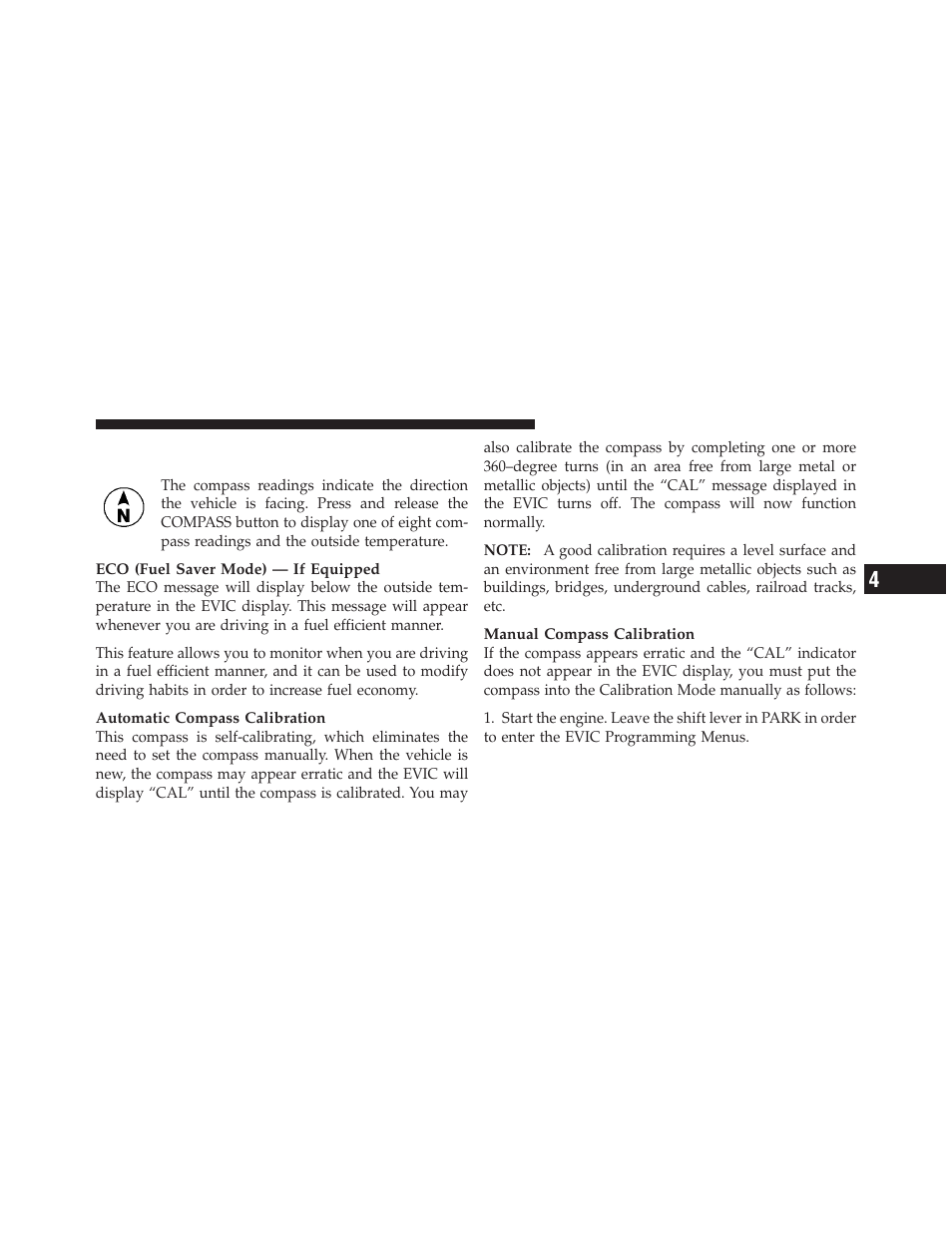 Compass display / eco (fuel saver mode), If equipped | Jeep 2010 Liberty - Owner Manual User Manual | Page 230 / 522