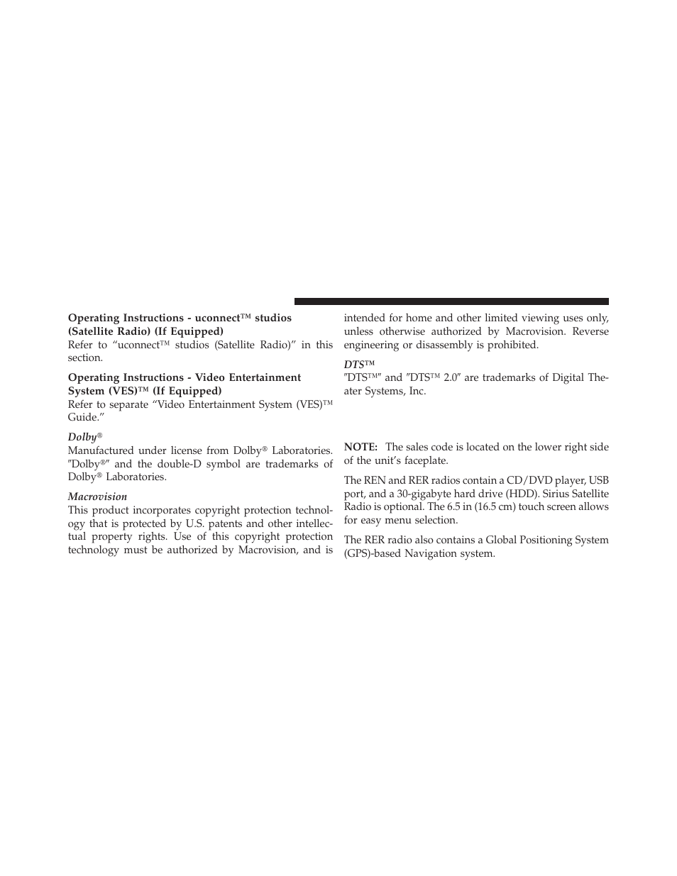 Sales code (rer/ren) — am/fm/cd/dvd, Radio – if equipped | Jeep 2010 Liberty - Owner Manual User Manual | Page 251 / 522