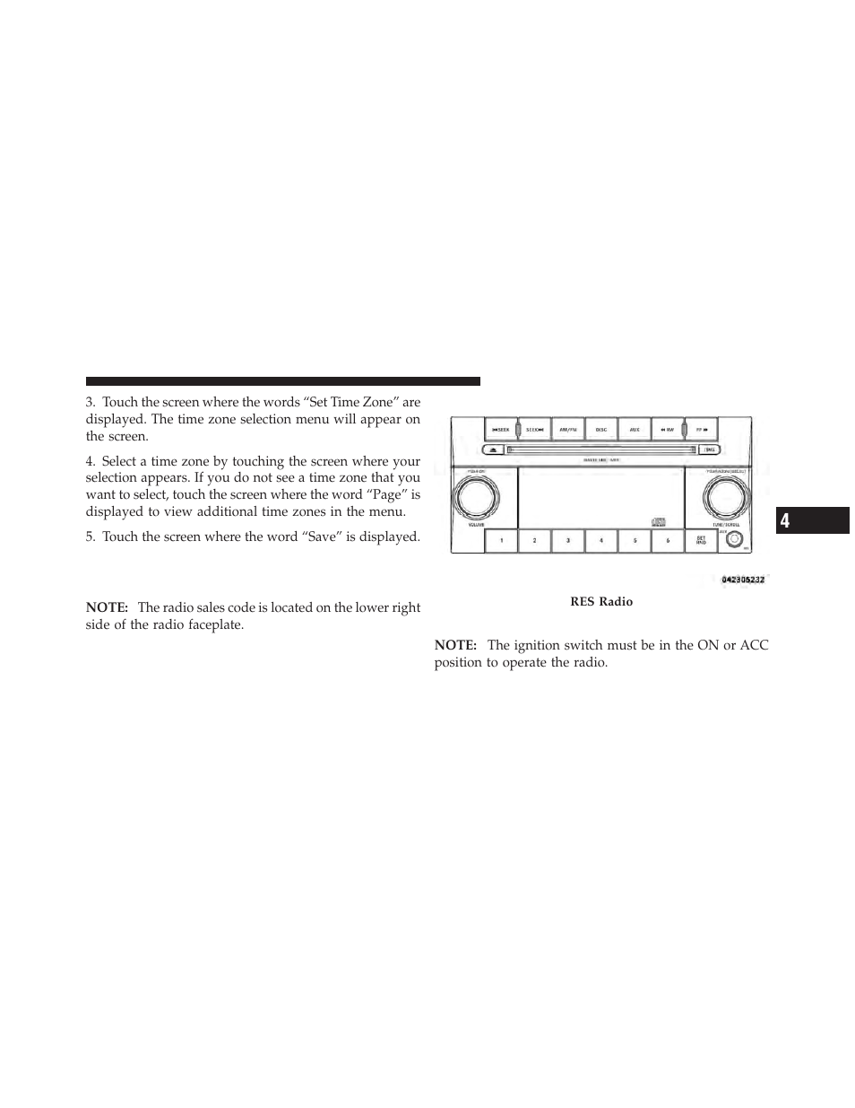 Operating instructions — radio mode, Sales code res — am/fm stereo radio with, Cd player (mp3 aux jack) | Jeep 2010 Liberty - Owner Manual User Manual | Page 254 / 522