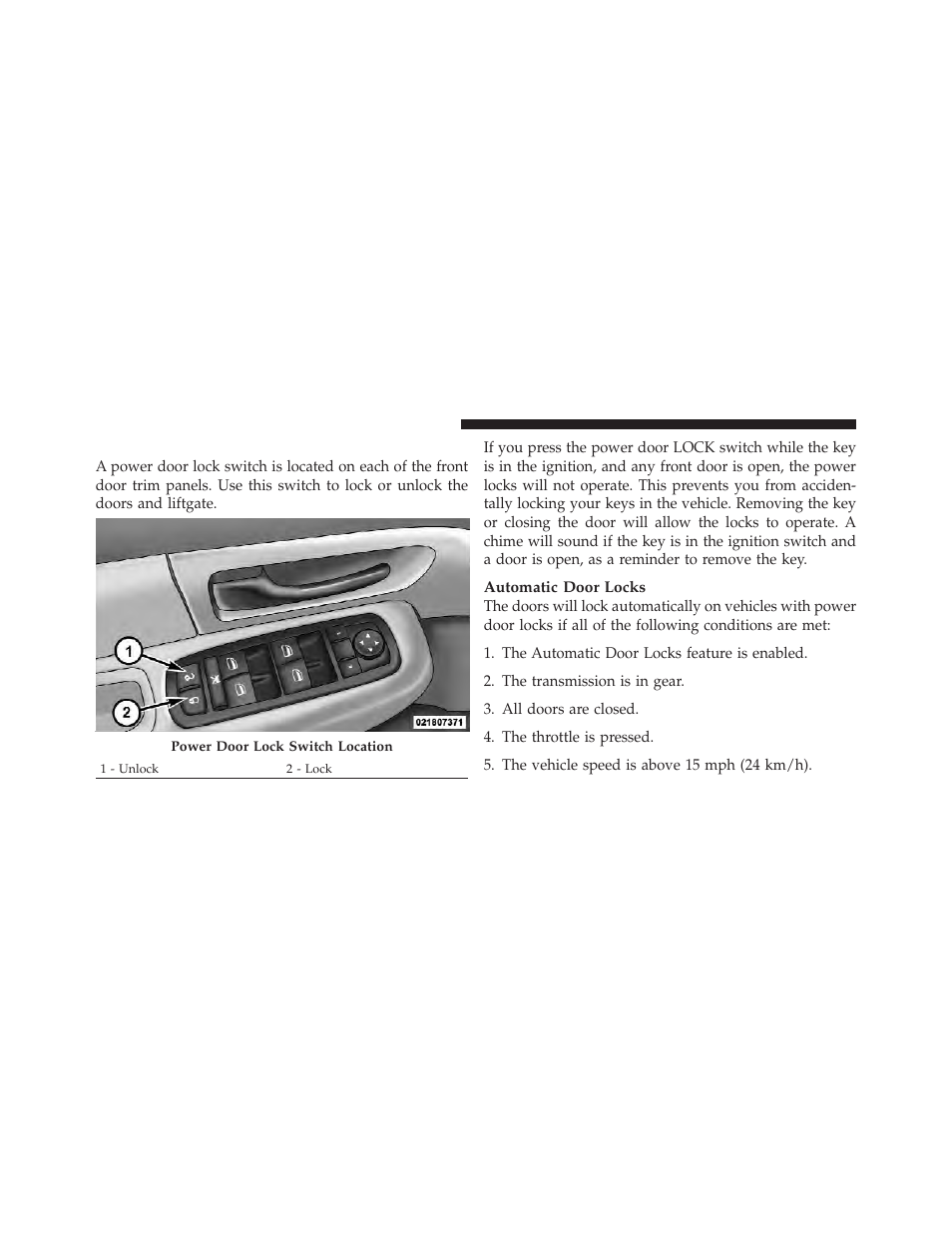 Power door locks | Jeep 2010 Liberty - Owner Manual User Manual | Page 31 / 522