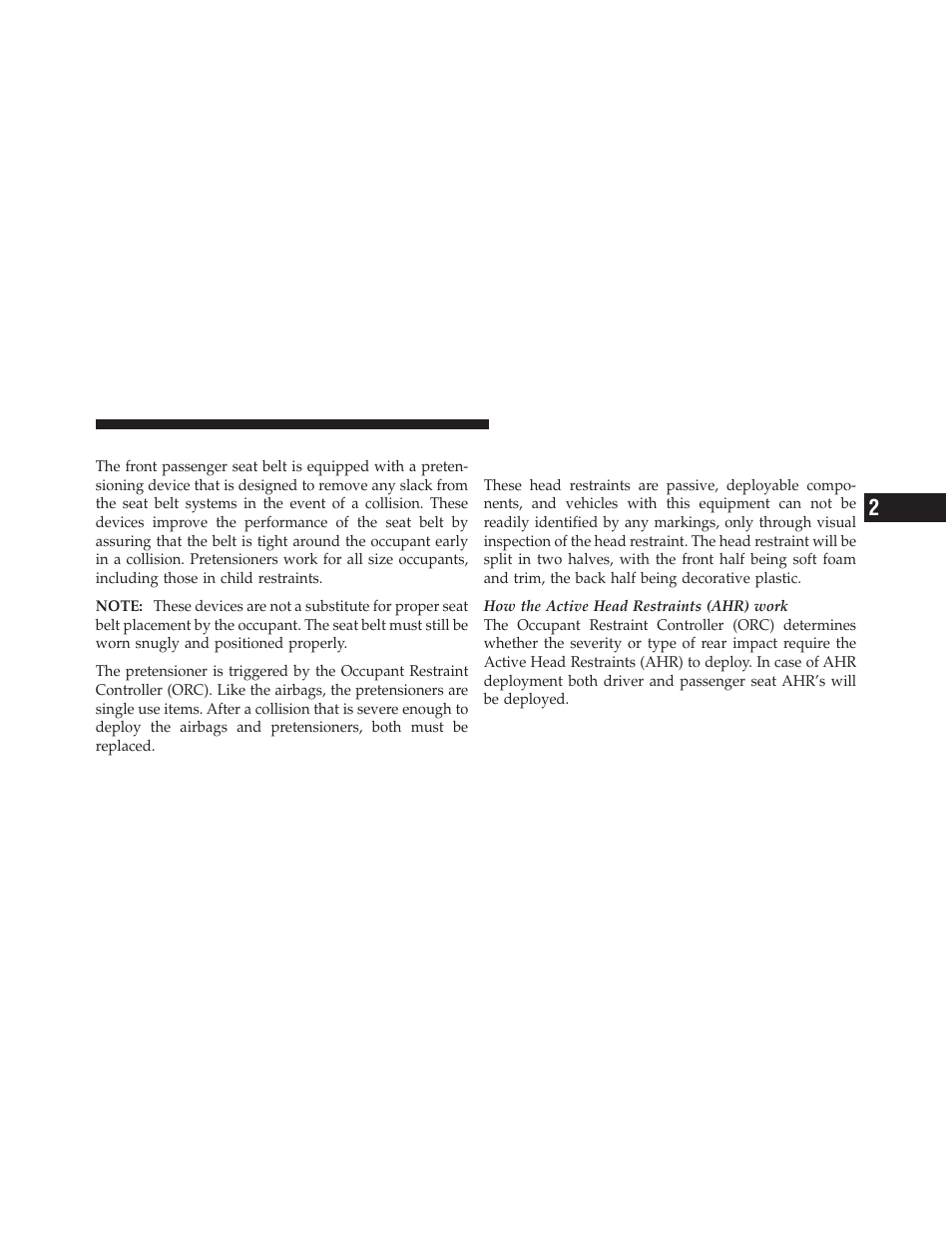 Seat belt pretensioner — if equipped, Supplemental rear impact active head, Restraints (ahr) | Jeep 2010 Liberty - Owner Manual User Manual | Page 50 / 522