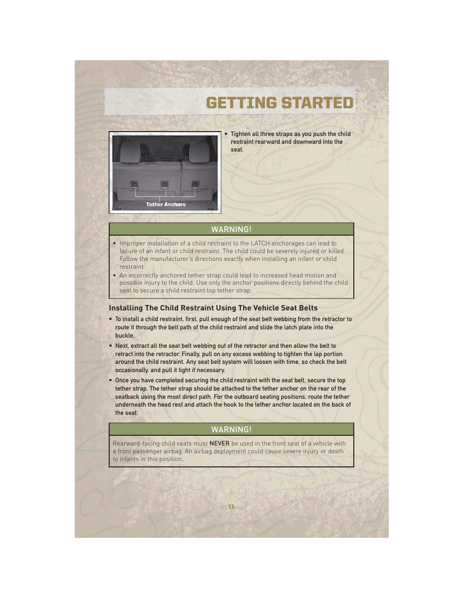 Getting started | Jeep 2010 Liberty - User Guide User Manual | Page 13 / 80