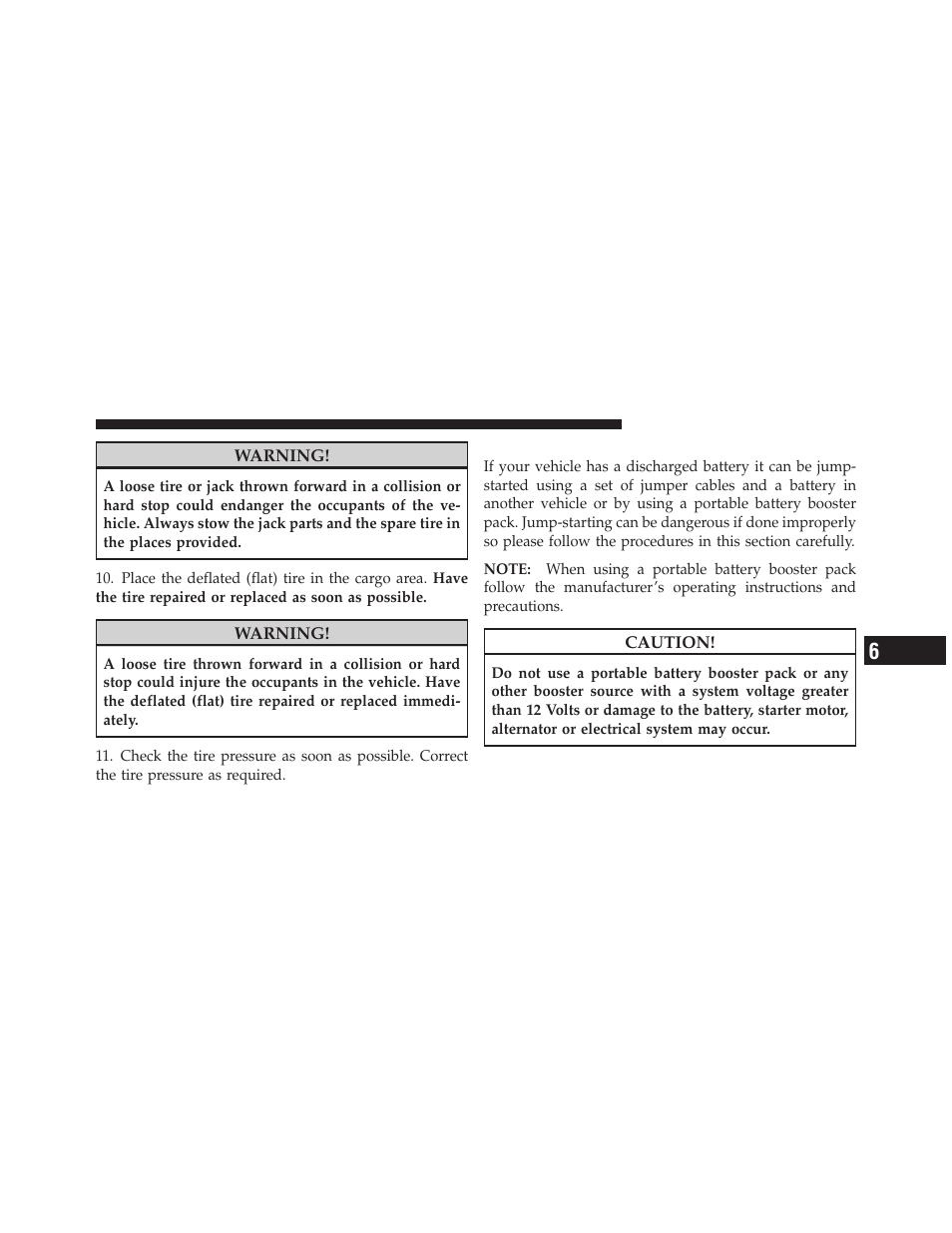 Jump-starting procedures, Loose fuel filler cap message | Jeep 2010 Patriot - Owner Manual User Manual | Page 392 / 496