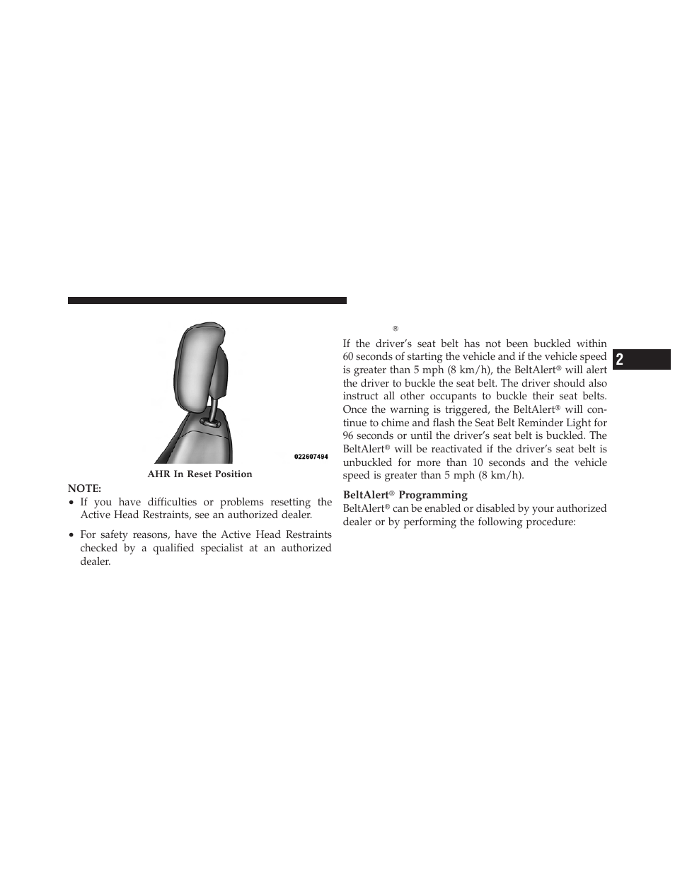 Enhanced seat belt use reminder system (beltalert) | Jeep 2010 Patriot - Owner Manual User Manual | Page 54 / 496