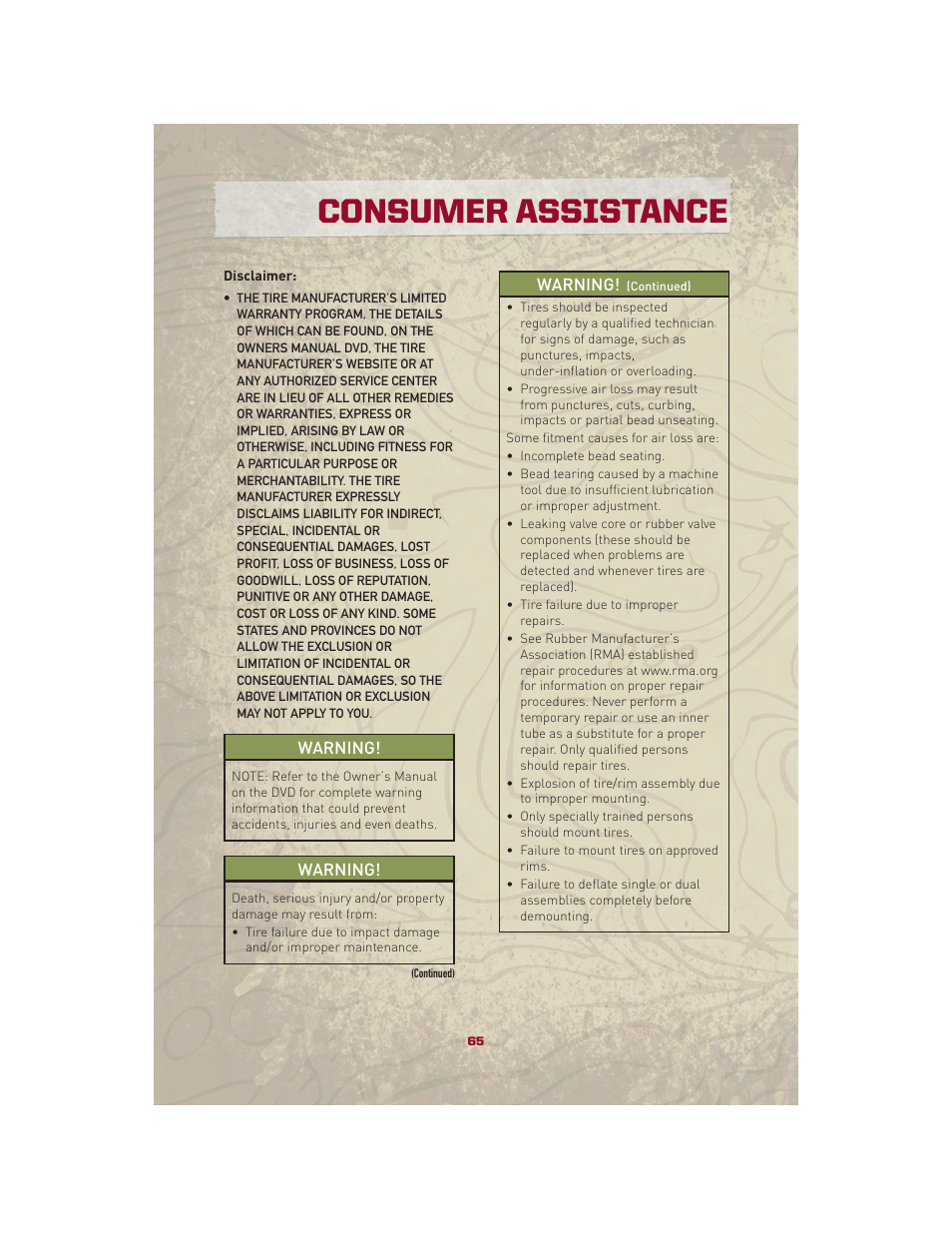 Consumer assistance | Jeep 2010 Patriot - User Guide User Manual | Page 67 / 72