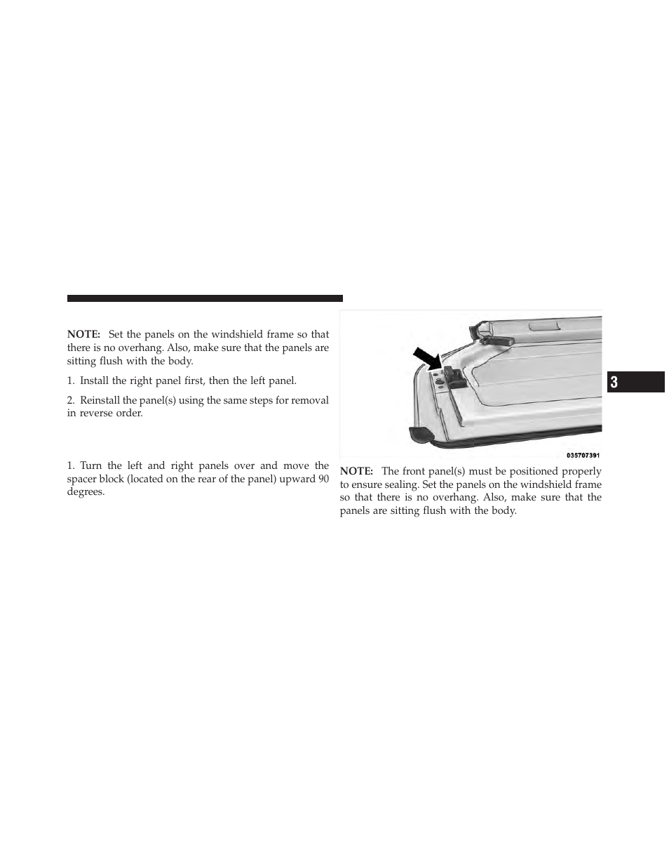 Front panel(s) installation, Front panel(s) installation with rear hard, Top removed | Jeep 2010 Wrangler Unlimited - Owner Manual User Manual | Page 168 / 554