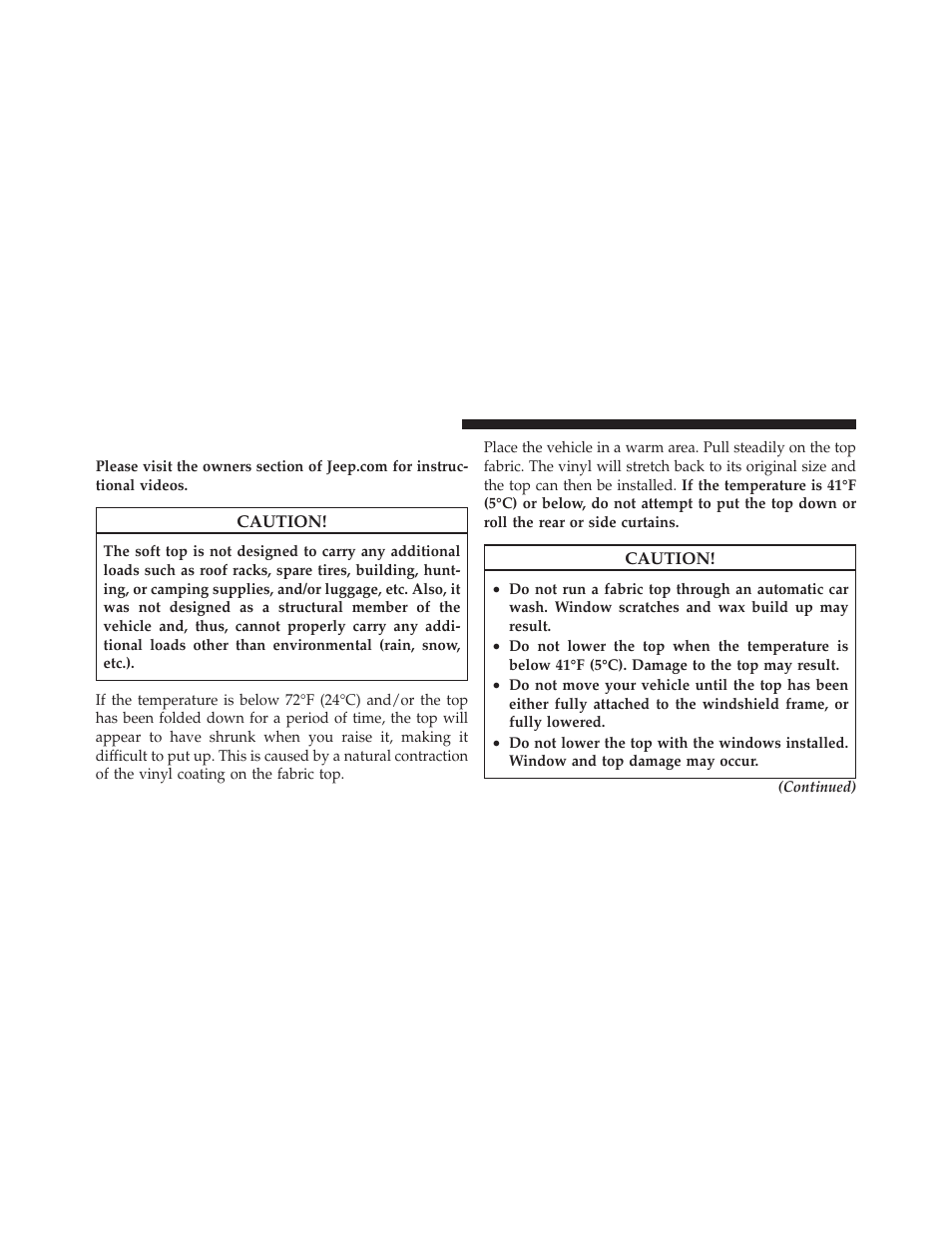 Soft top — two door models | Jeep 2010 Wrangler Unlimited - Owner Manual User Manual | Page 181 / 554