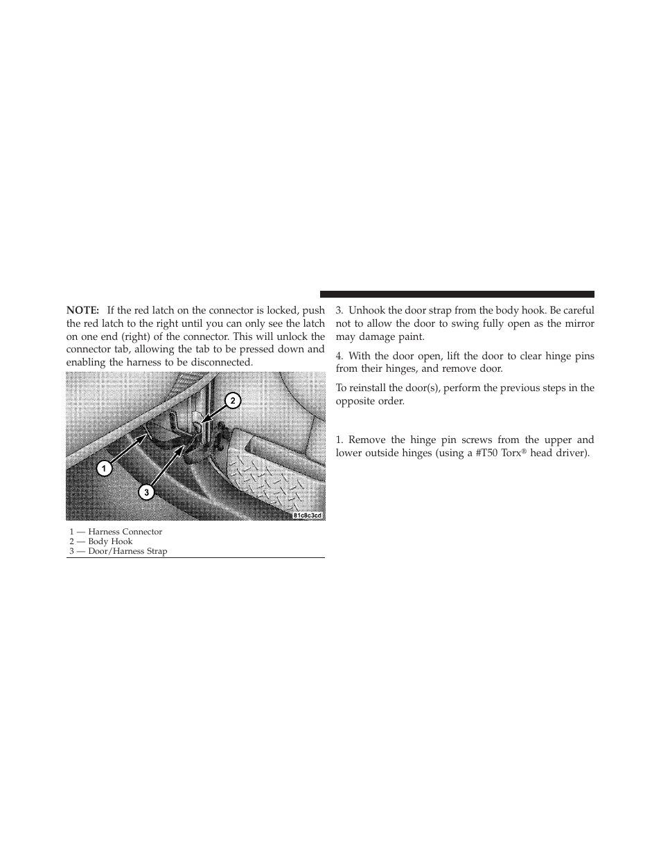 Rear door removal (four-door models) | Jeep 2010 Wrangler Unlimited - Owner Manual User Manual | Page 29 / 554