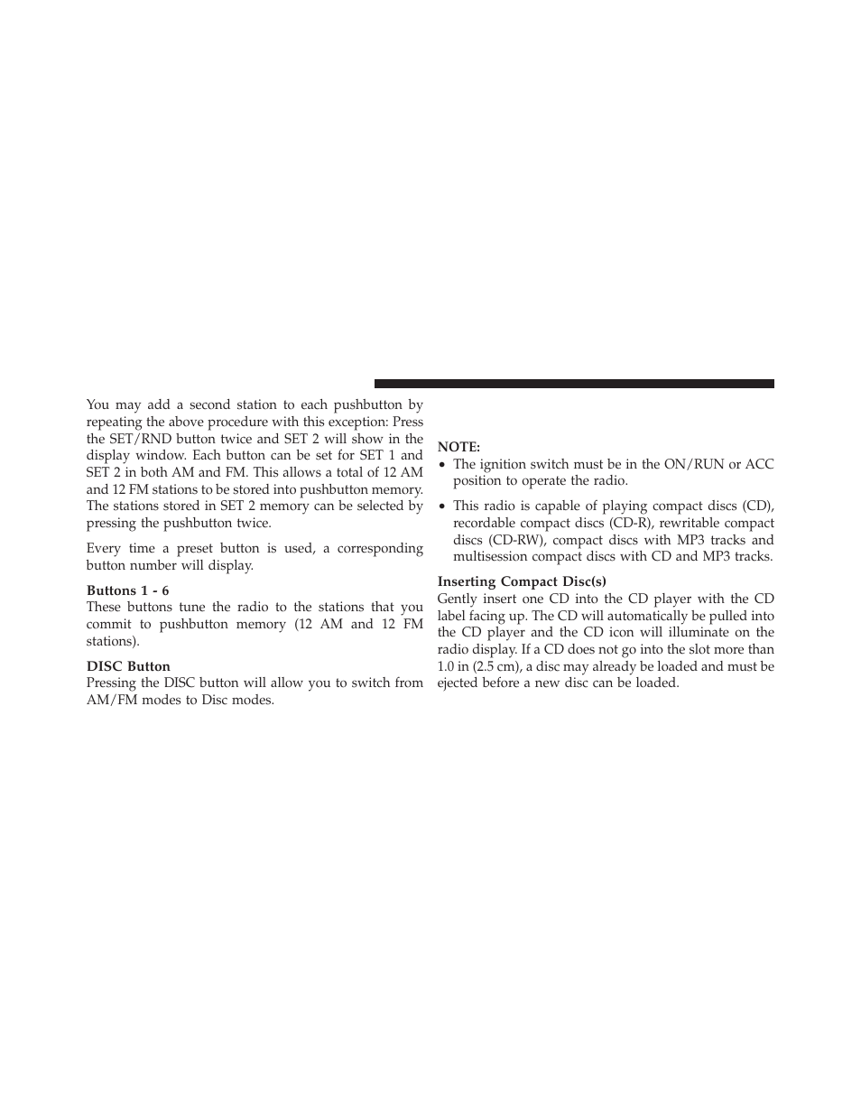 Operation instructions — cd mode for cd, And mp3 audio play | Jeep 2010 Wrangler Unlimited - Owner Manual User Manual | Page 291 / 554