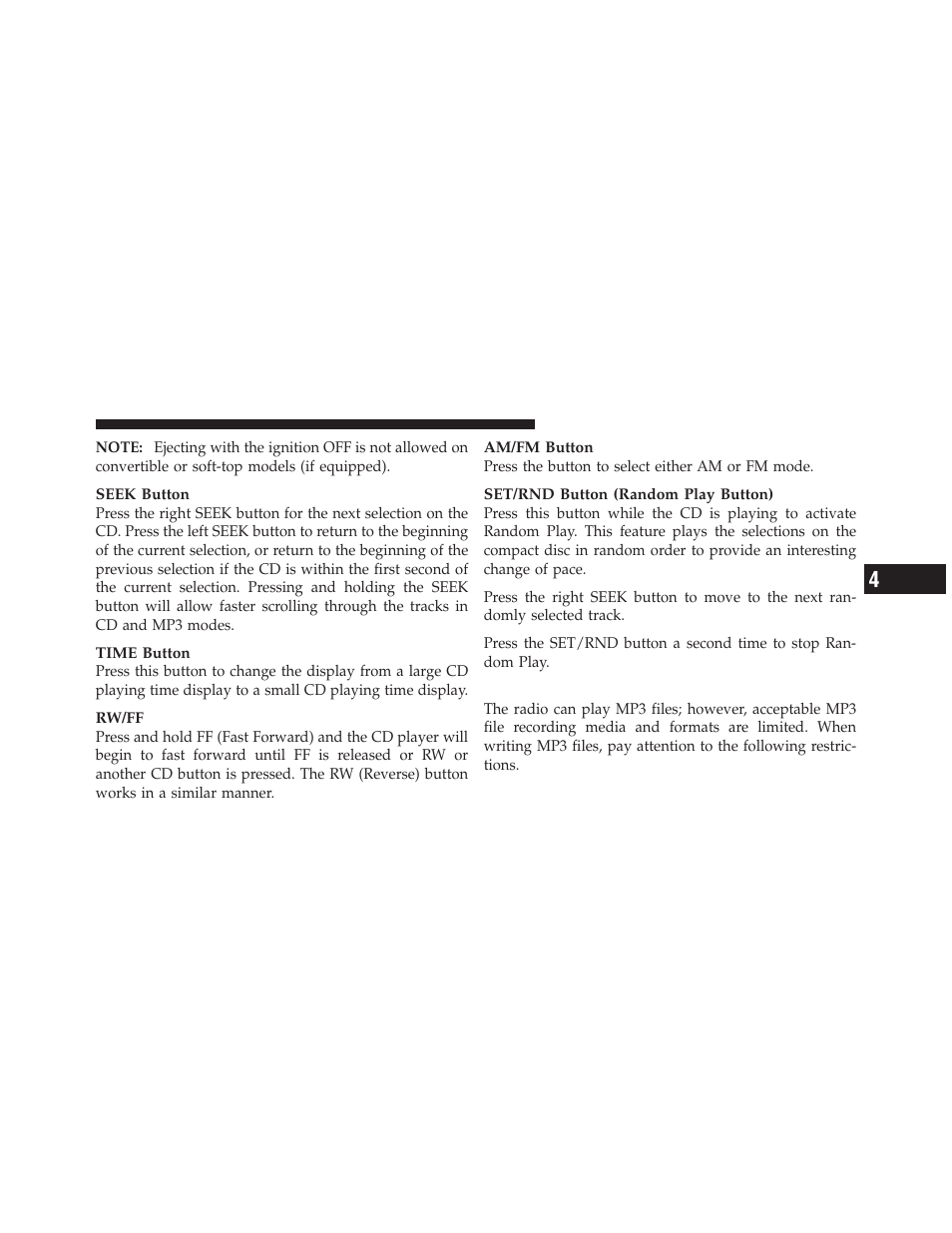Notes on playing mp3 files | Jeep 2010 Wrangler Unlimited - Owner Manual User Manual | Page 304 / 554