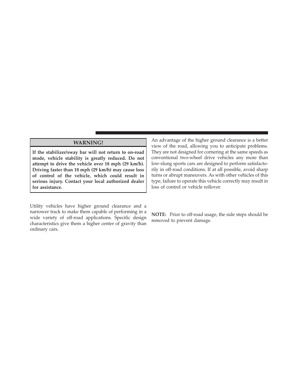 On-road driving tips, Off-road driving tips, Side step removal – if equipped | Jeep 2010 Wrangler Unlimited - Owner Manual User Manual | Page 355 / 554