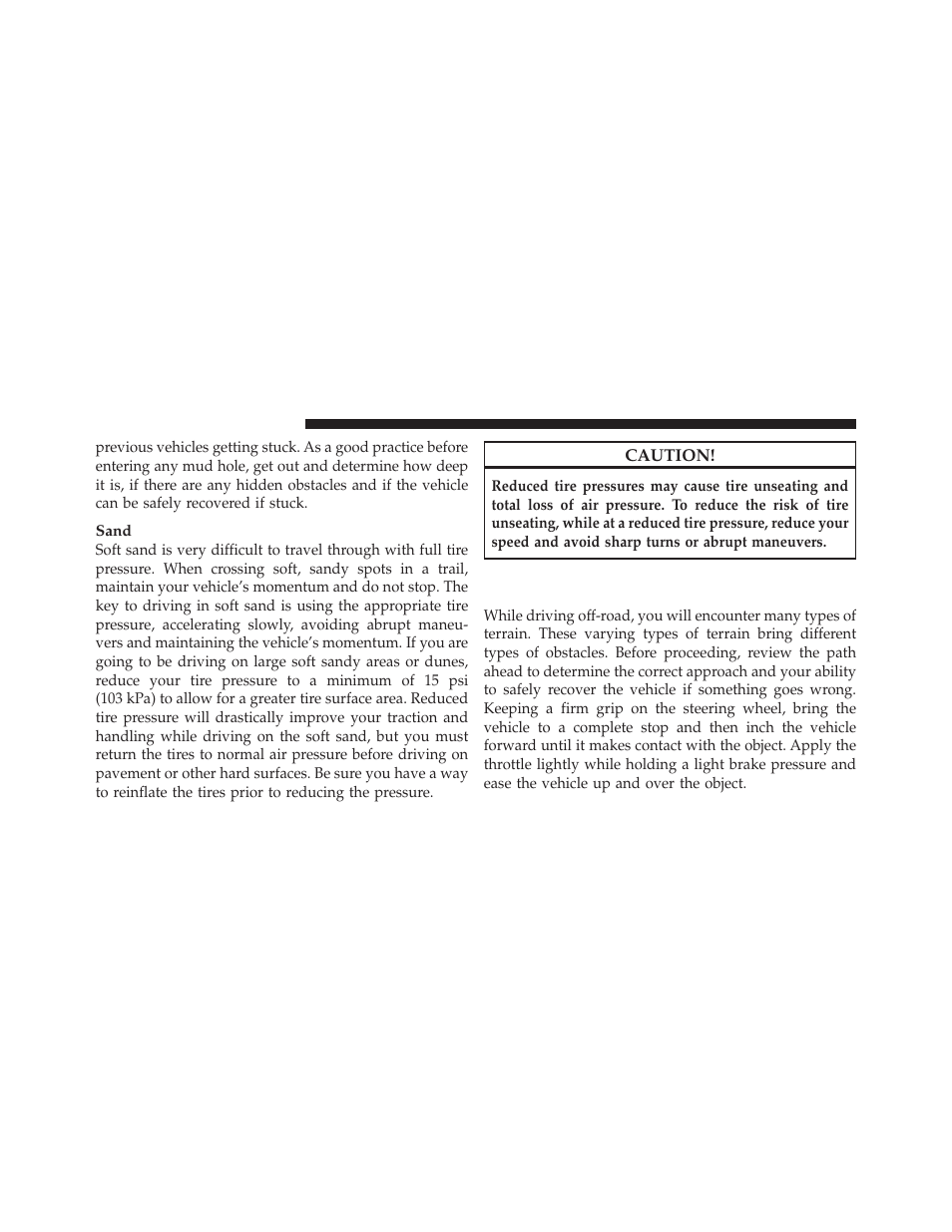 Crossing obstacles (rocks and other high points), Crossing obstacles (rocks and other high, Points) | Jeep 2010 Wrangler Unlimited - Owner Manual User Manual | Page 359 / 554