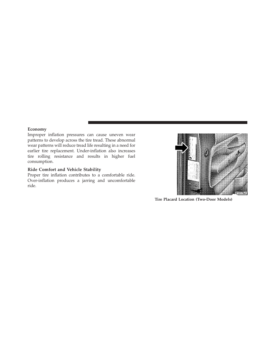 Tire inflation pressures | Jeep 2010 Wrangler Unlimited - Owner Manual User Manual | Page 399 / 554