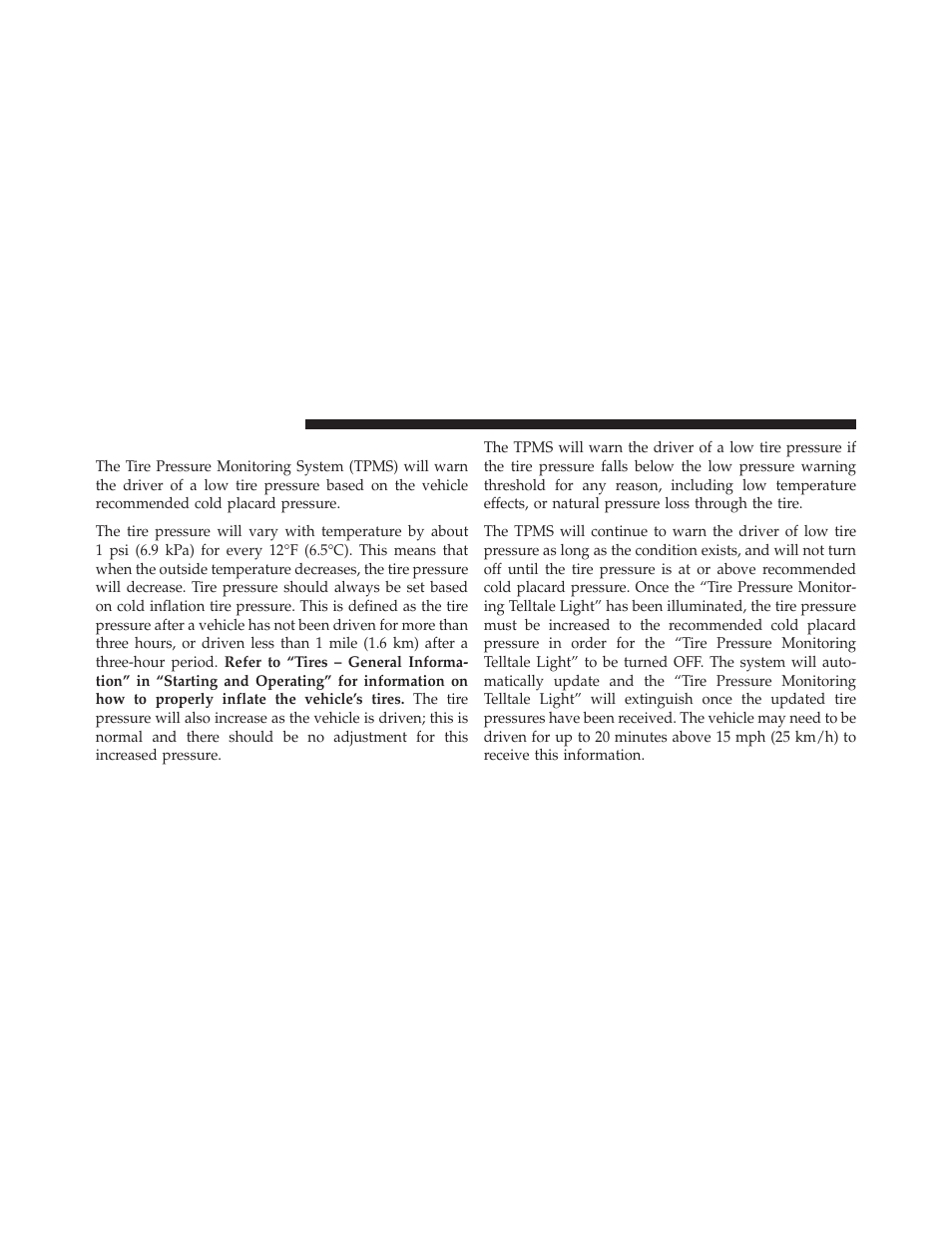 Tire pressure monitor system (tpms) | Jeep 2010 Wrangler Unlimited - Owner Manual User Manual | Page 407 / 554