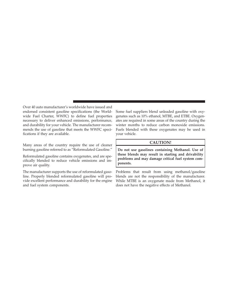 Reformulated gasoline, Gasoline/oxygenate blends | Jeep 2010 Wrangler Unlimited - Owner Manual User Manual | Page 413 / 554