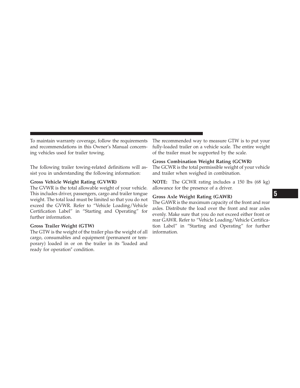 Common towing definitions | Jeep 2010 Wrangler Unlimited - Owner Manual User Manual | Page 422 / 554