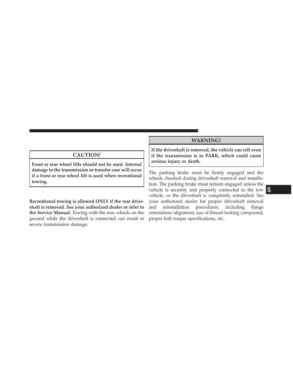 Recreational towing (behind motorhome, etc.), Two-wheel drive models | Jeep 2010 Wrangler Unlimited - Owner Manual User Manual | Page 436 / 554