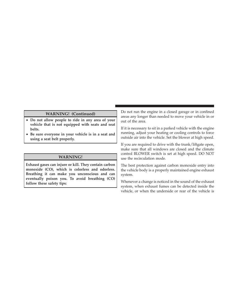 Exhaust gas | Jeep 2010 Wrangler Unlimited - Owner Manual User Manual | Page 77 / 554