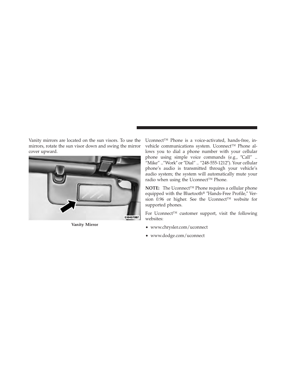 Vanity mirrors, Uconnect™ phone — if equipped | Jeep 2010 Wrangler Unlimited - Owner Manual User Manual | Page 89 / 554