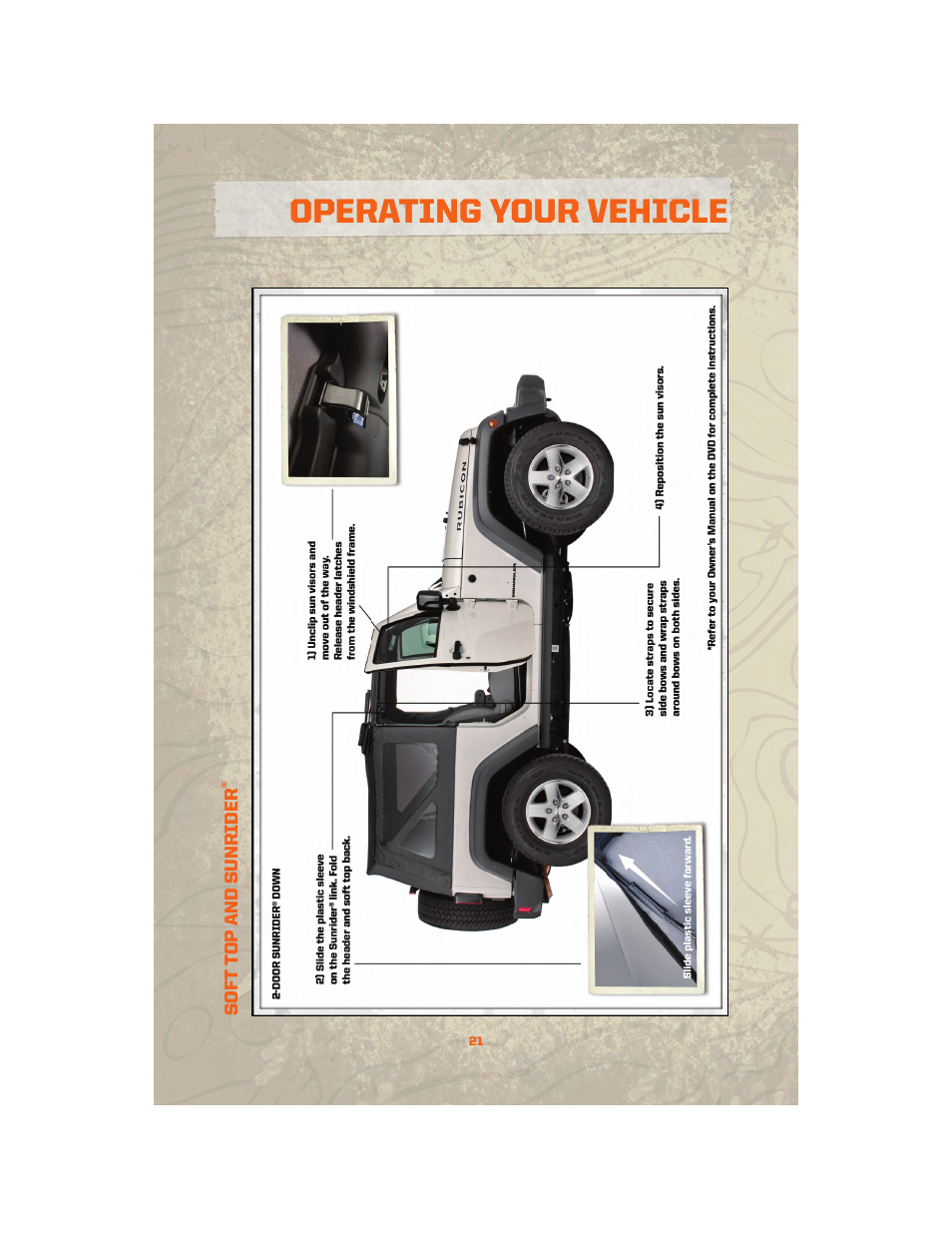 Soft top and sunrider, Operating your vehicle | Jeep 2010 Wrangler Unlimited - User Guide User Manual | Page 23 / 72