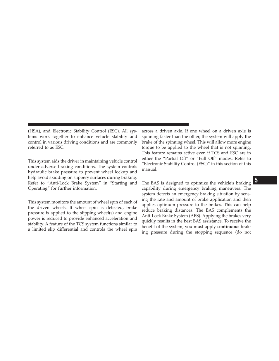 Anti-lock brake system (abs), Traction control system (tcs), Brake assist system (bas) | Jeep 2011 Compass - Owner Manual User Manual | Page 311 / 490