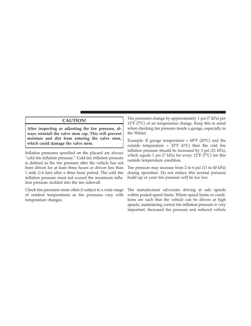 Tire pressures for high speed operation | Jeep 2011 Compass - Owner Manual User Manual | Page 332 / 490