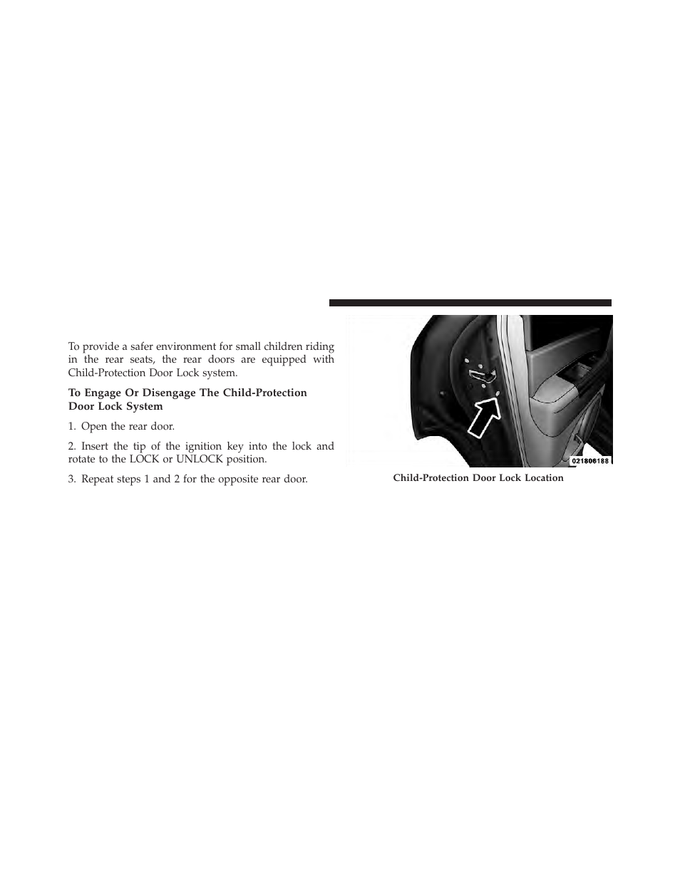 Child-protection door lock system — rear doors, Child-protection door lock system — rear, Doors | Jeep 2011 Compass - Owner Manual User Manual | Page 34 / 490