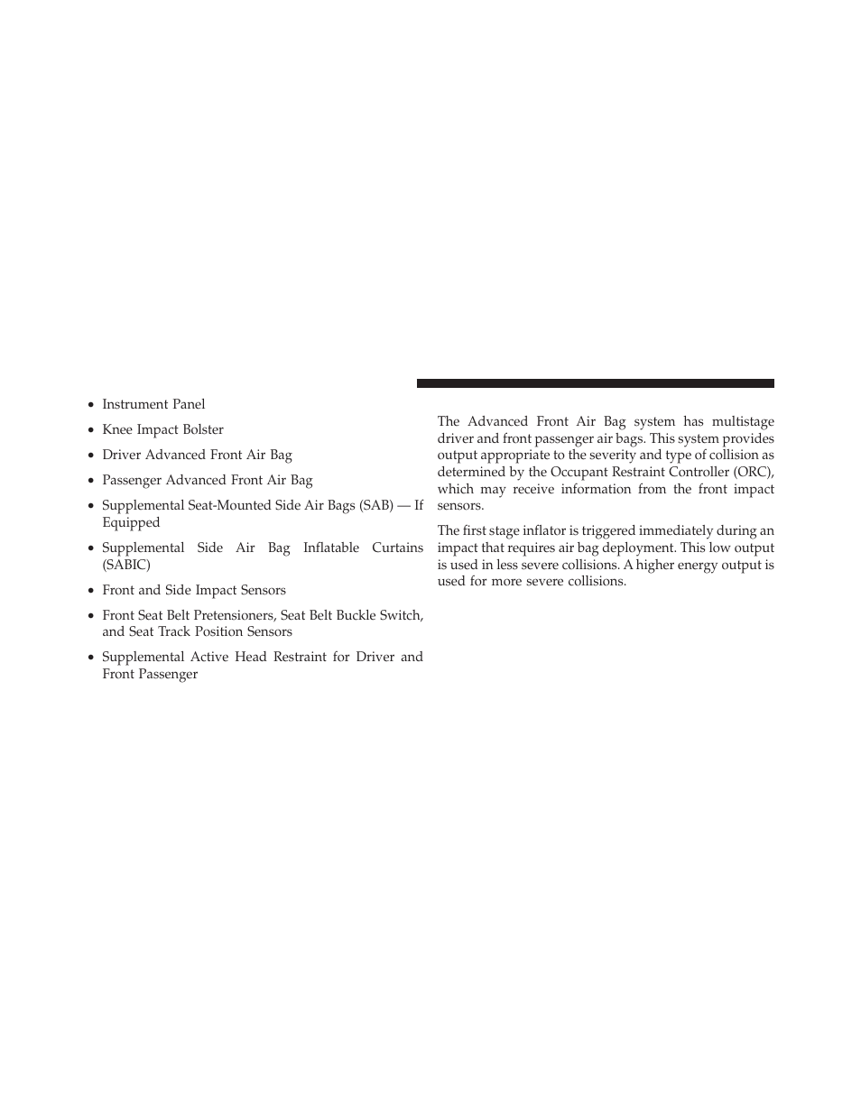 Advanced front air bag features | Jeep 2011 Compass - Owner Manual User Manual | Page 64 / 490