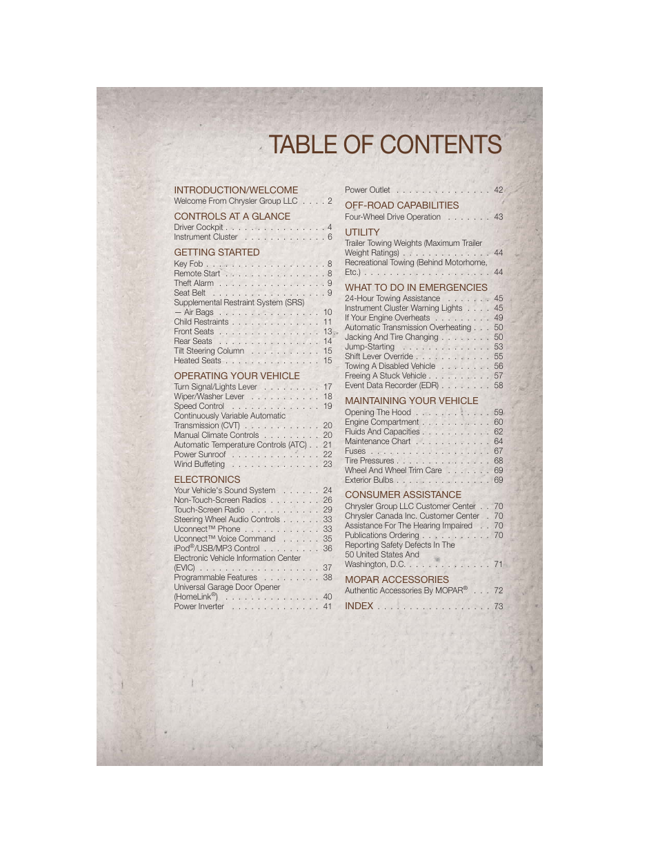 Jeep 2011 Compass - User Guide User Manual | Page 3 / 80