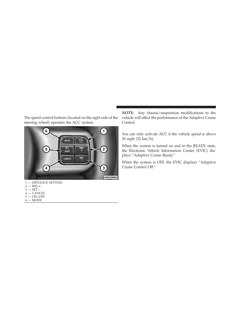 Adaptive cruise control (acc) operation, Activating adaptive cruise control (acc) | Jeep 2011 Grand Cherokee - Owner Manual User Manual | Page 172 / 587