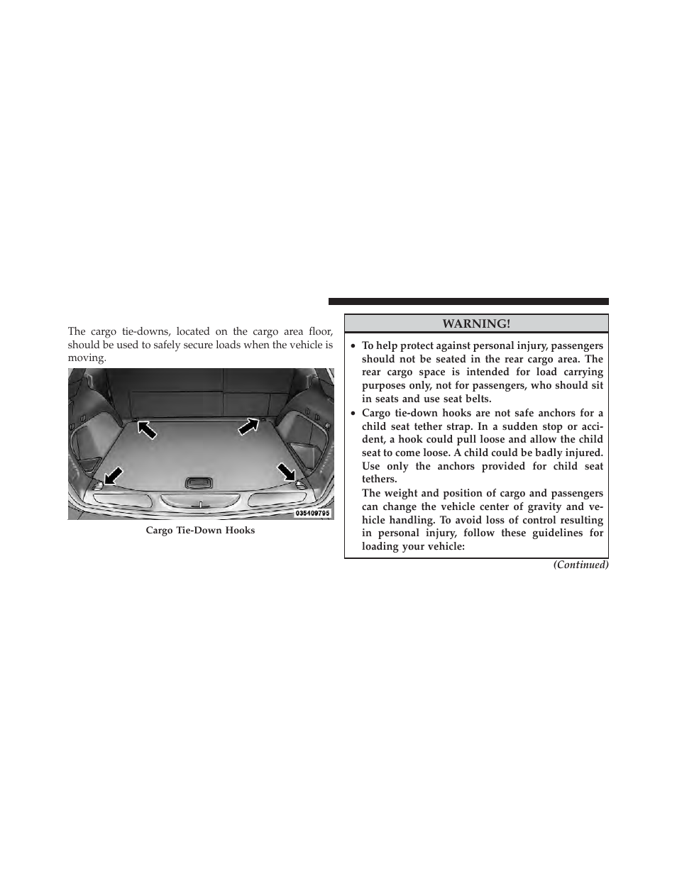 Cargo tie-down hooks | Jeep 2011 Grand Cherokee - Owner Manual User Manual | Page 238 / 587