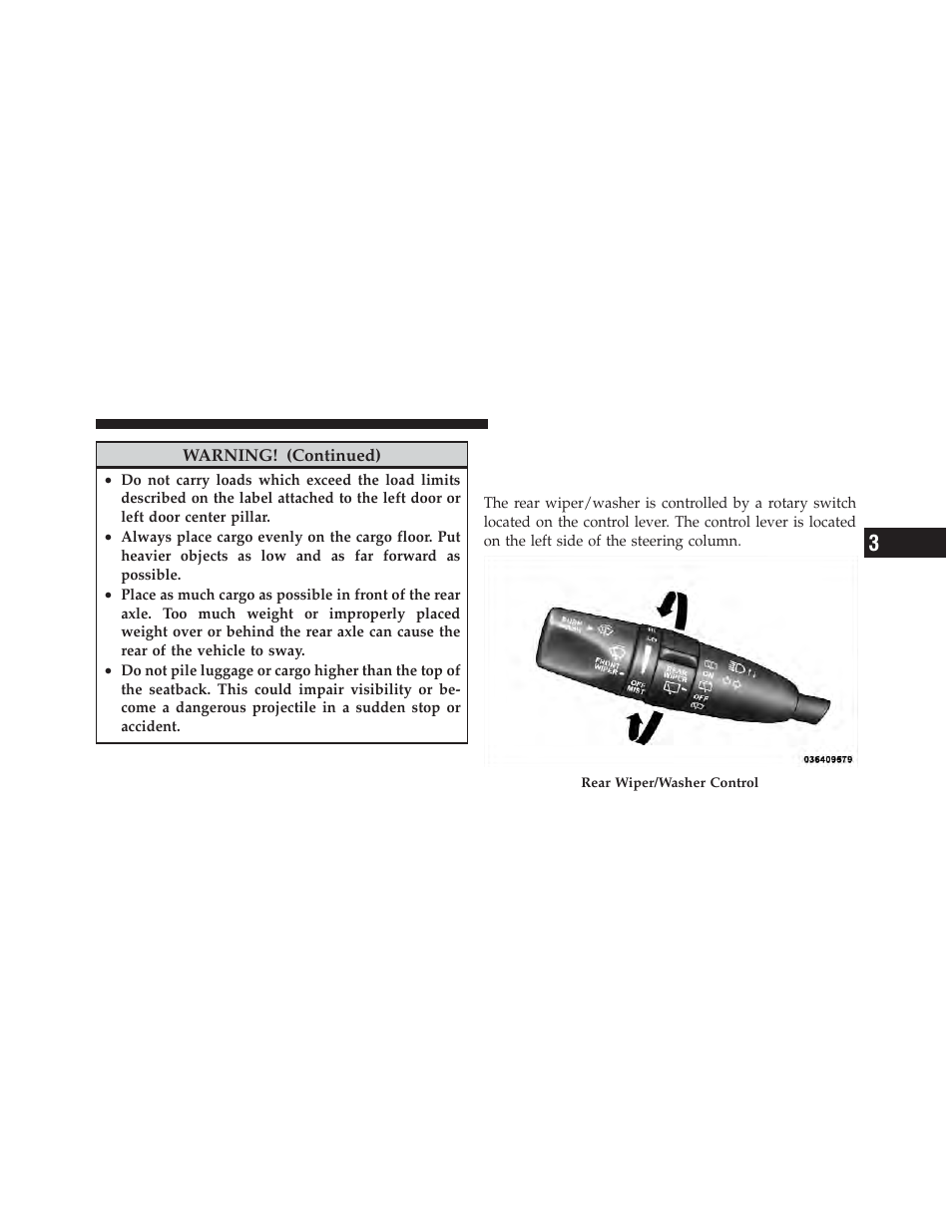 Rear window features, Rear window wiper/washer | Jeep 2011 Grand Cherokee - Owner Manual User Manual | Page 239 / 587