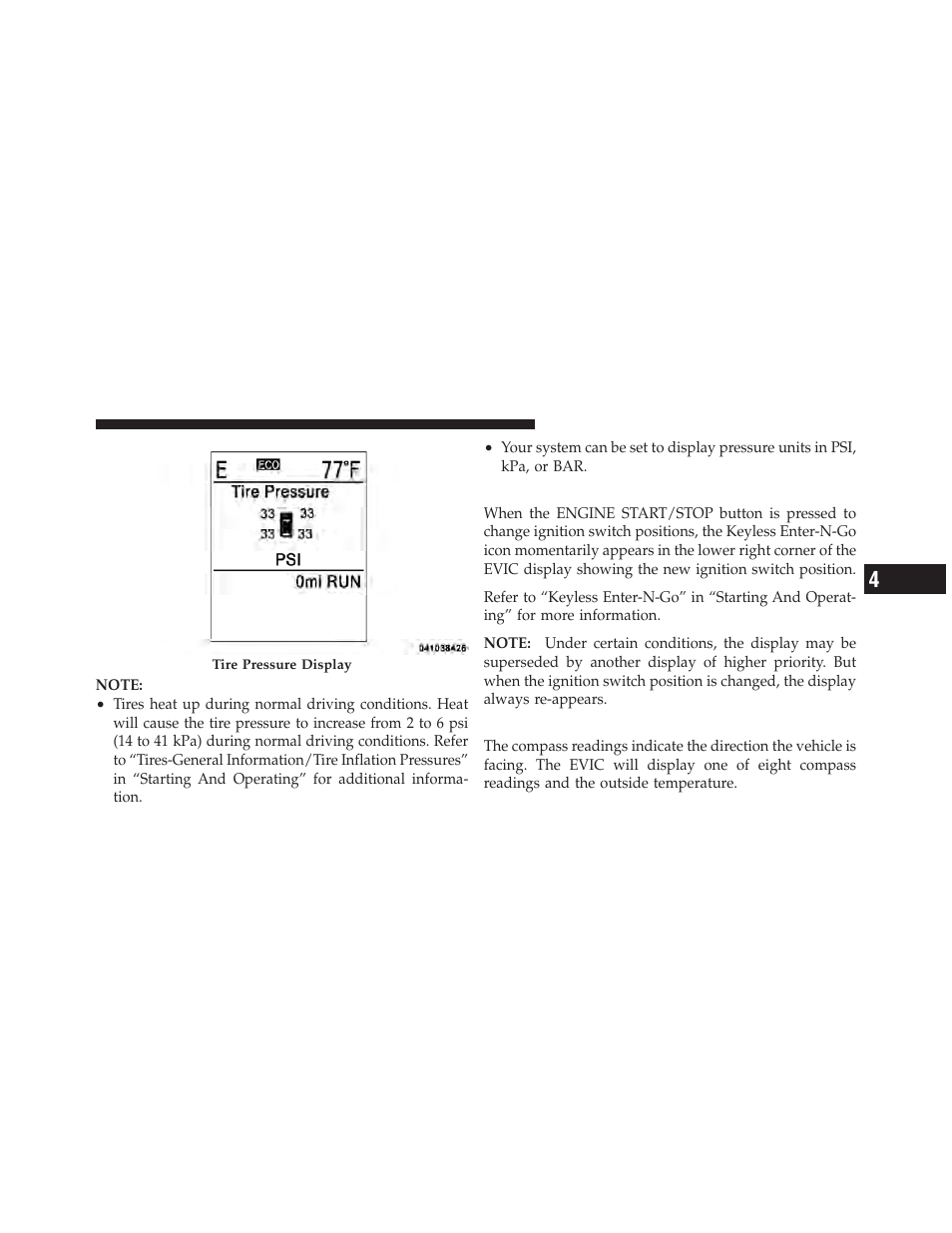 Keyless enter-n-go display — if equipped, Compass / temperature display, Keyless enter-n-go display | If equipped | Jeep 2011 Grand Cherokee - Owner Manual User Manual | Page 279 / 587