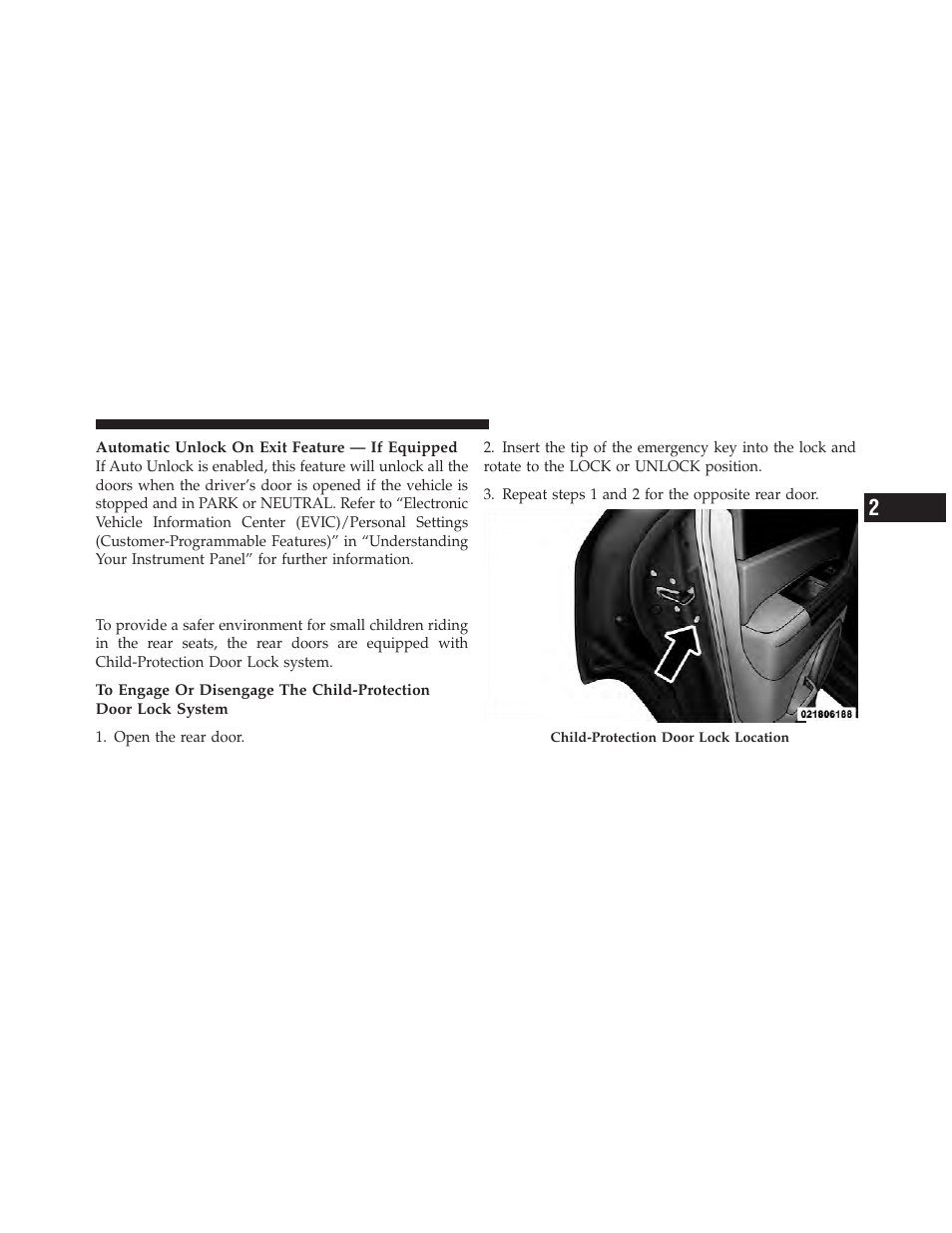 Child-protection door lock system — rear doors, Child-protection door lock system, Rear doors | Jeep 2011 Grand Cherokee - Owner Manual User Manual | Page 37 / 587