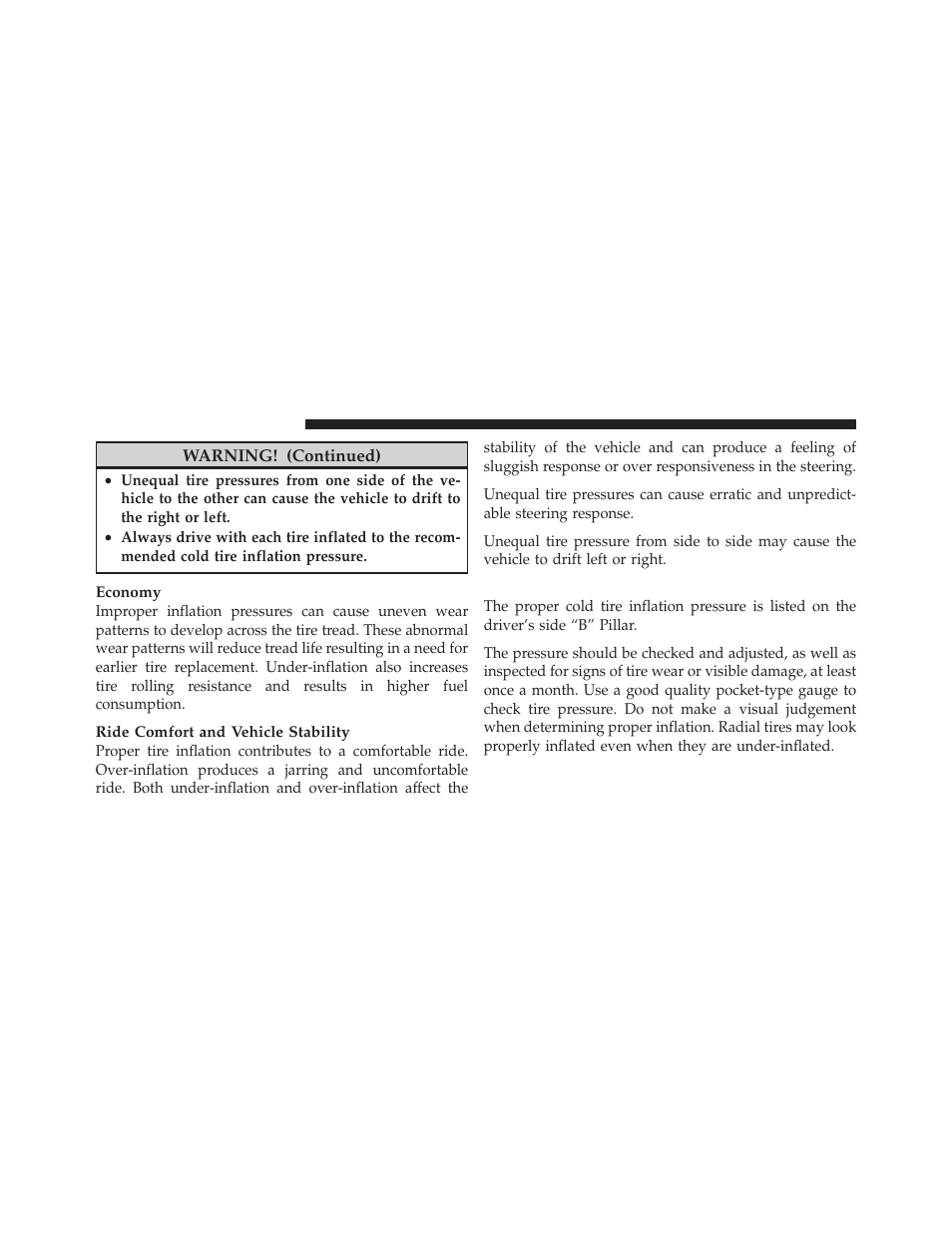 Tire inflation pressures | Jeep 2011 Grand Cherokee - Owner Manual User Manual | Page 406 / 587