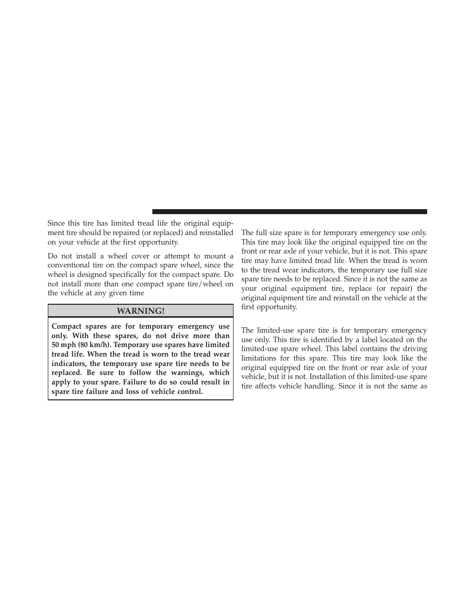 Full size spare – if equipped, Limited-use spare – if equipped | Jeep 2011 Grand Cherokee - Owner Manual User Manual | Page 410 / 587