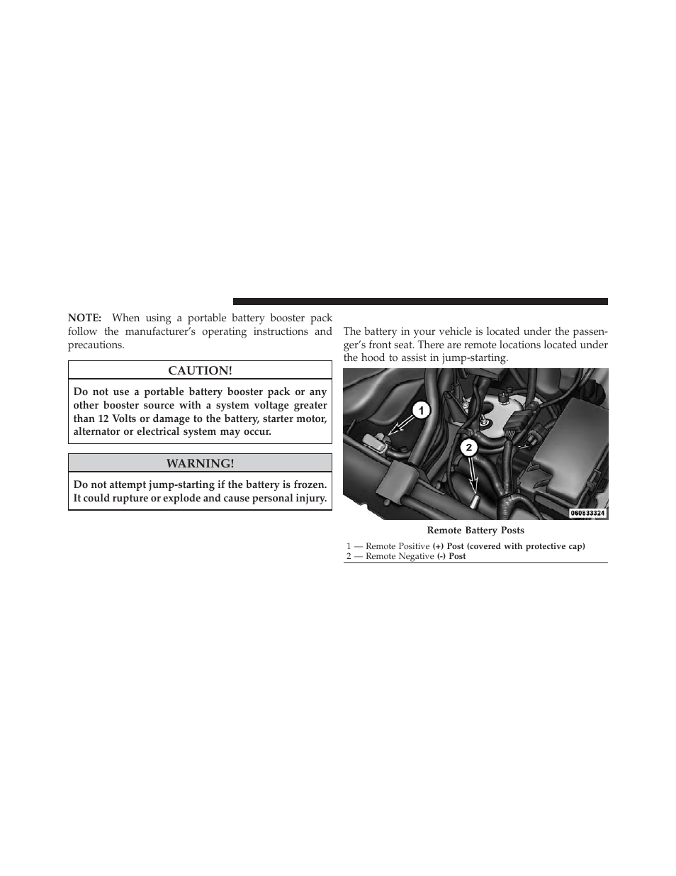 Preparations for jump-start | Jeep 2011 Grand Cherokee - Owner Manual User Manual | Page 474 / 587