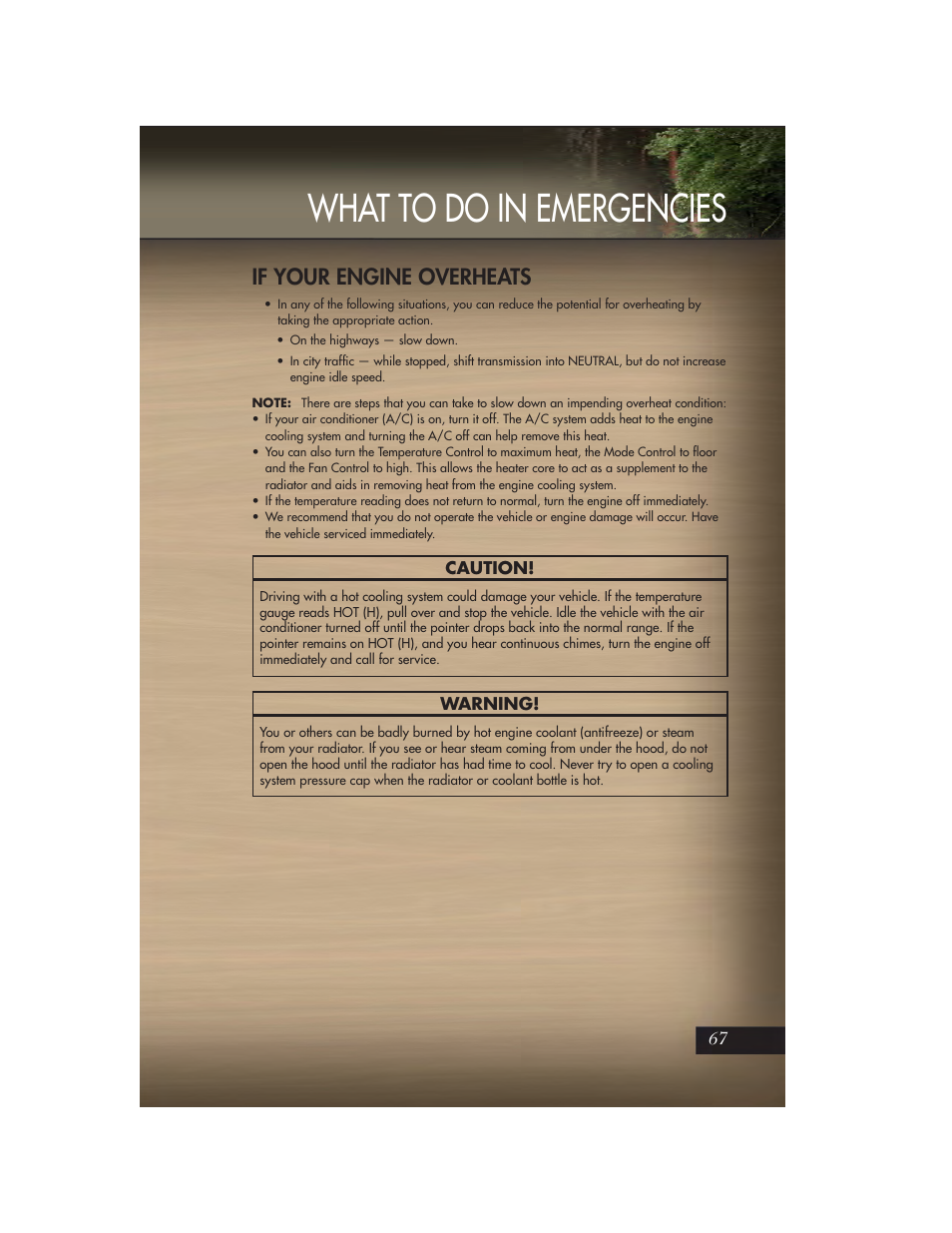 If your engine overheats, What to do in emergencies | Jeep 2011 Grand Cherokee - User Guide User Manual | Page 69 / 100