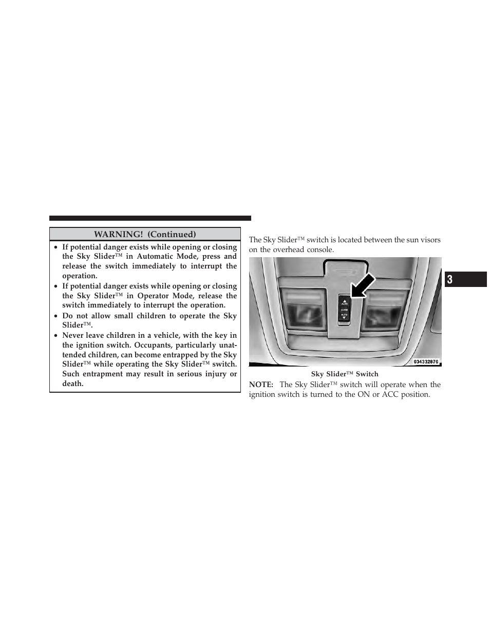 Sky slider™ control | Jeep 2011 Liberty - Owner Manual User Manual | Page 197 / 542