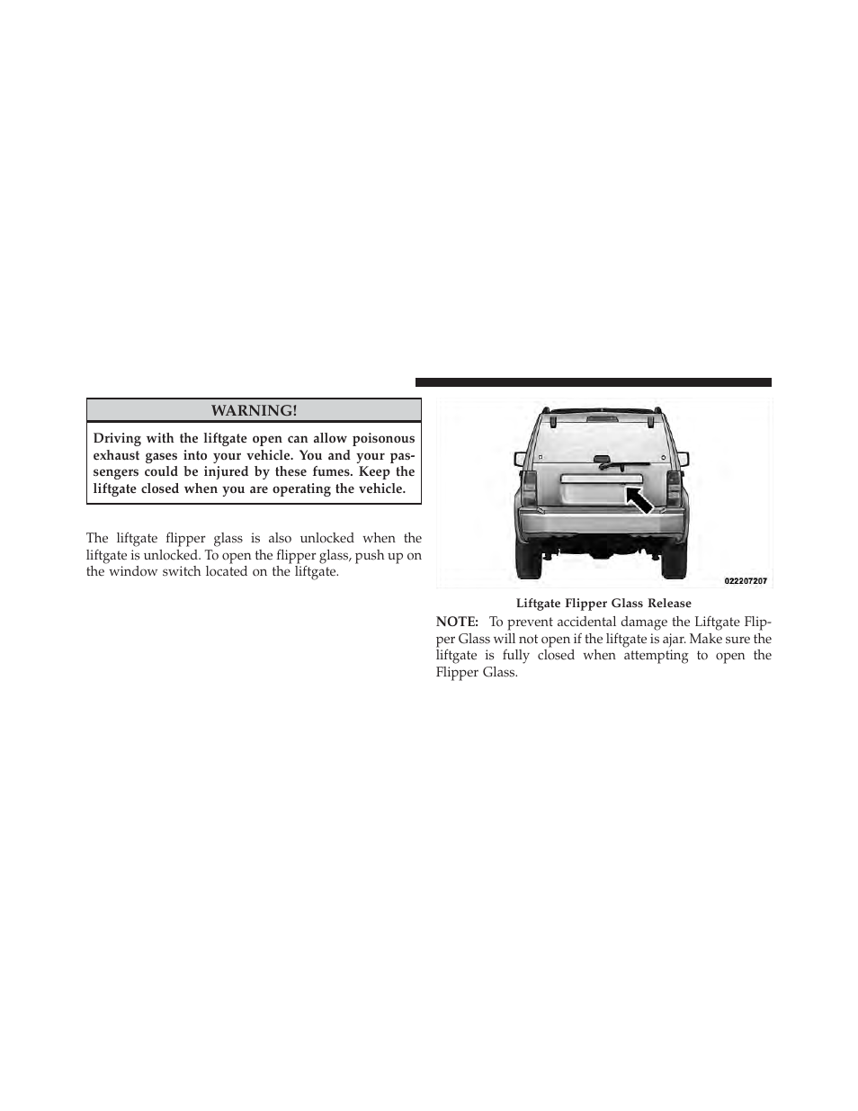 Liftgate flipper glass | Jeep 2011 Liberty - Owner Manual User Manual | Page 42 / 542