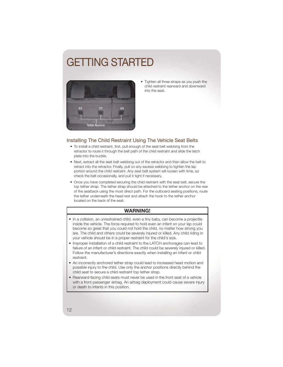 Getting started | Jeep 2011 Liberty - User Guide User Manual | Page 14 / 88